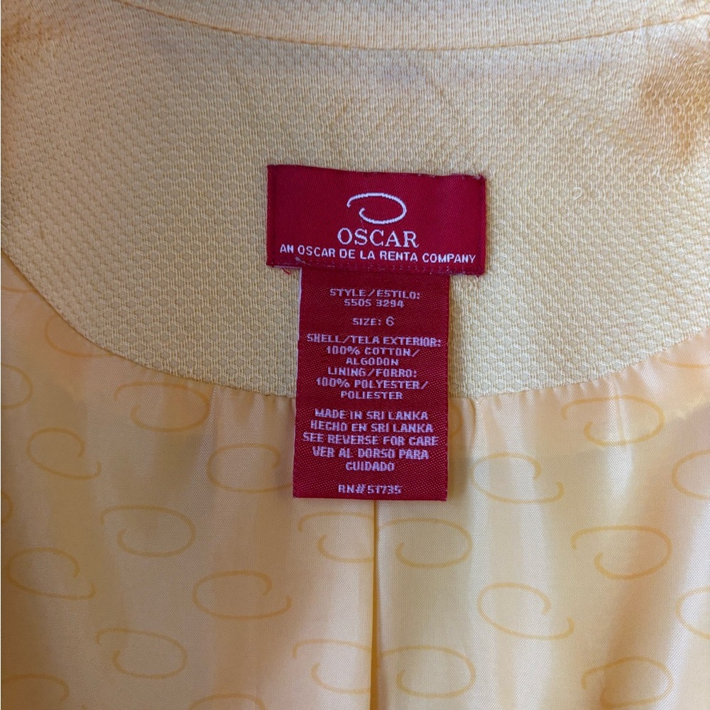 OSCAR an Oscar de la Renta Jacket Yellow Lined Trench Coat Sz 6 - Picture 10 of 10